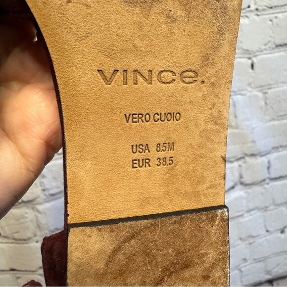 Vince Burgundy Suede Leather Cutout D’orsay Square Toe Flats Size 8.5 - Picture 9 of 9